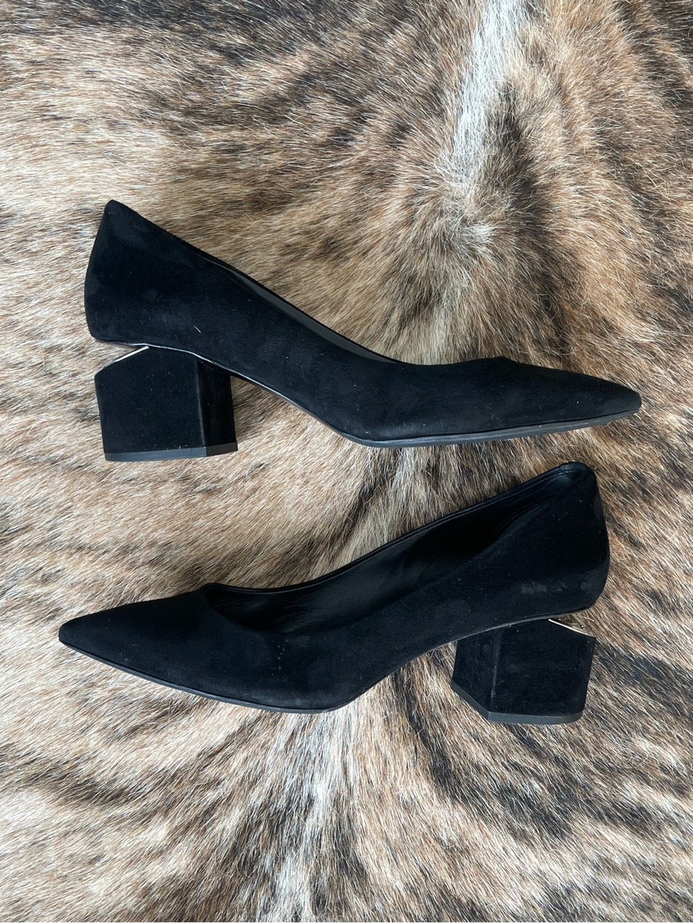 Alexander Wang Simona Black Suede Cutout Block Heel Pumps EU 39.5 / US 8.5 - 9